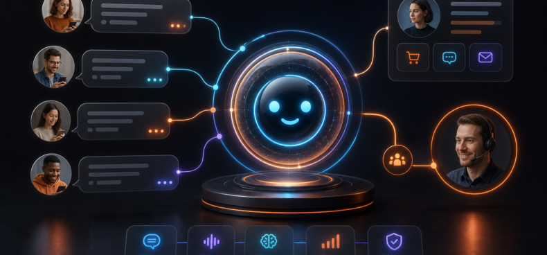 AI customer support assistant connecting customer conversations to a human team