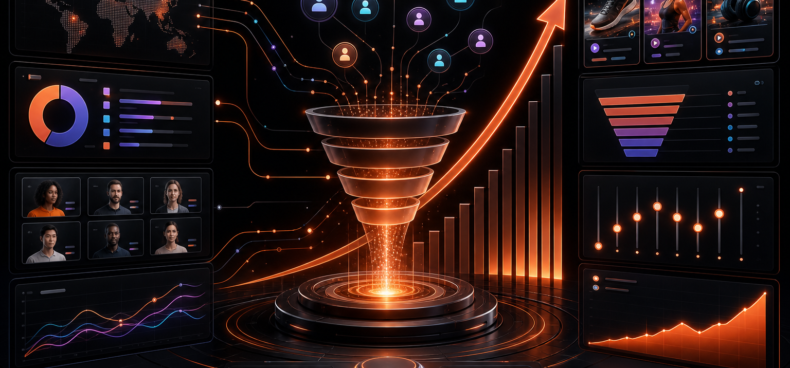 Paid acquisition dashboard with audience targeting and conversion growth