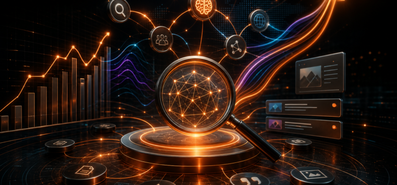 SEO and AI search visibility network with rising performance signals